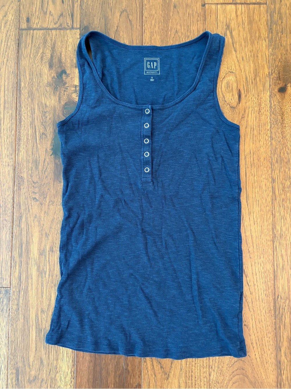 gap maternity ribbed navy henley tank top
